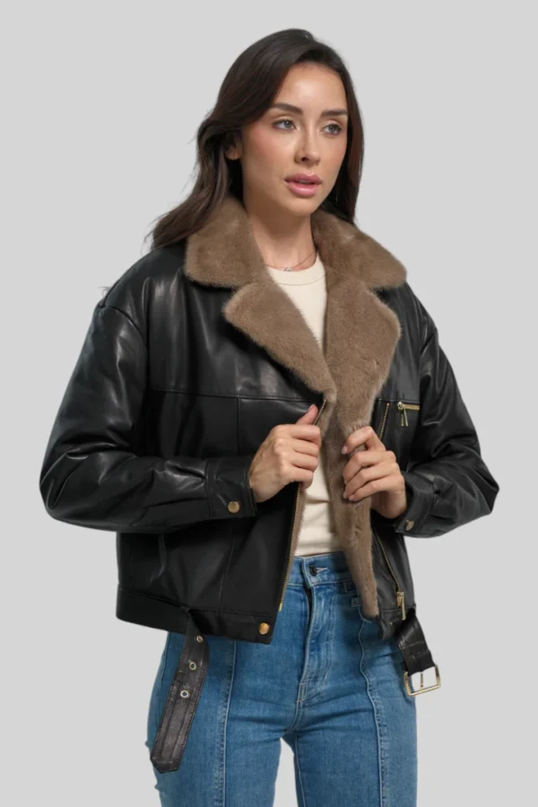 Sophie Classic Leather Bomber - Image 11