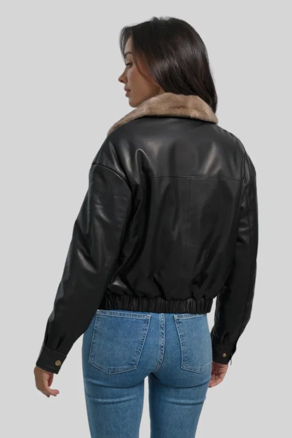 Sophie Classic Leather Bomber - Image 6