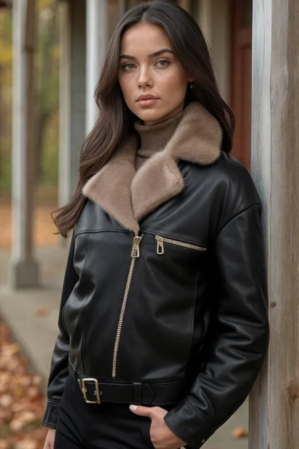 Sophie Classic Leather Bomber - Image 2