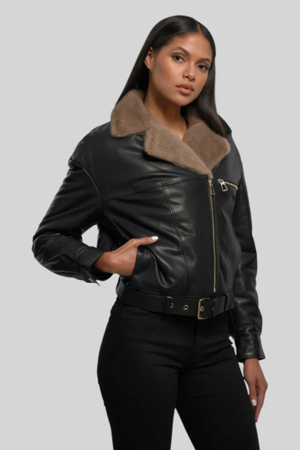 Sophie Classic Leather Bomber - Image 13