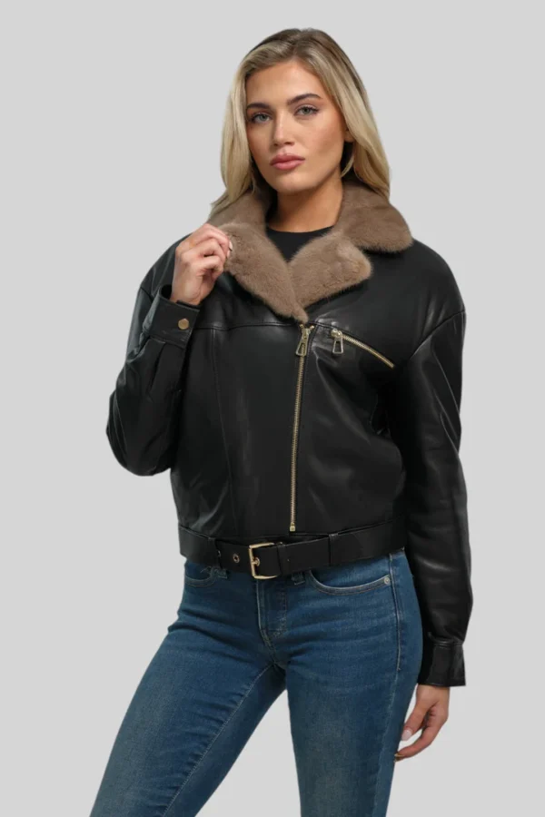 Sophie Classic Leather Bomber - Image 4