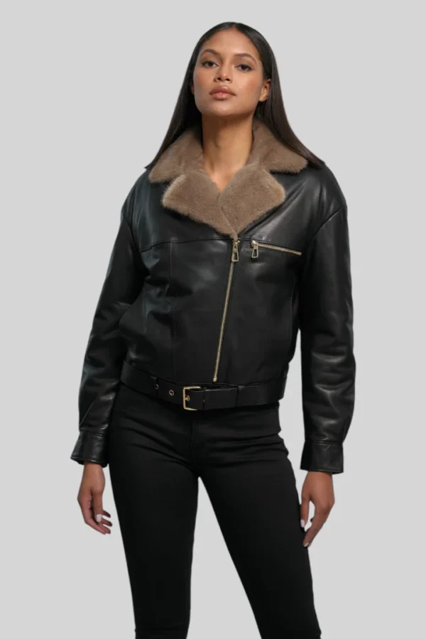 Sophie Classic Leather Bomber - Image 18