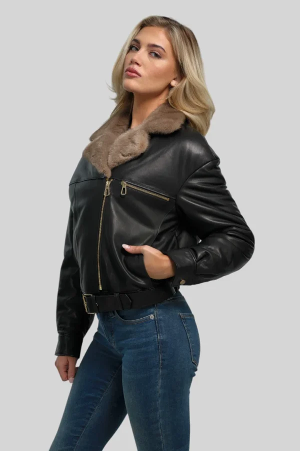 Sophie Classic Leather Bomber - Image 5