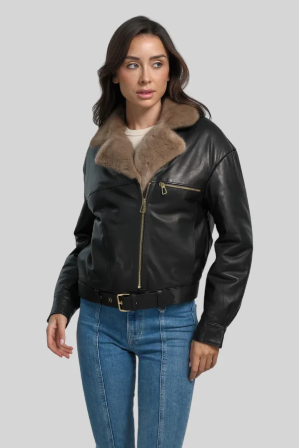 Sophie Classic Leather Bomber - Image 8