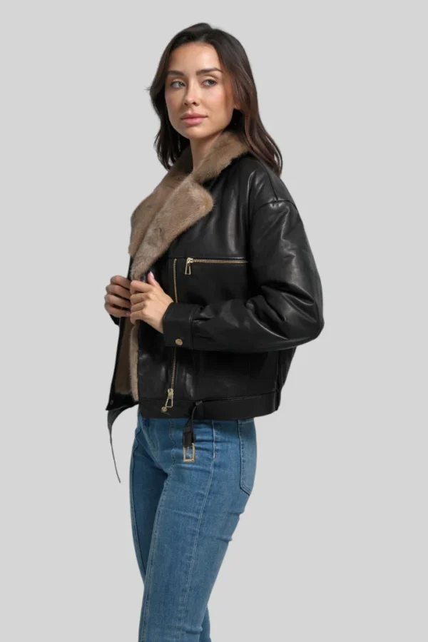 Sophie Classic Leather Bomber - Image 9