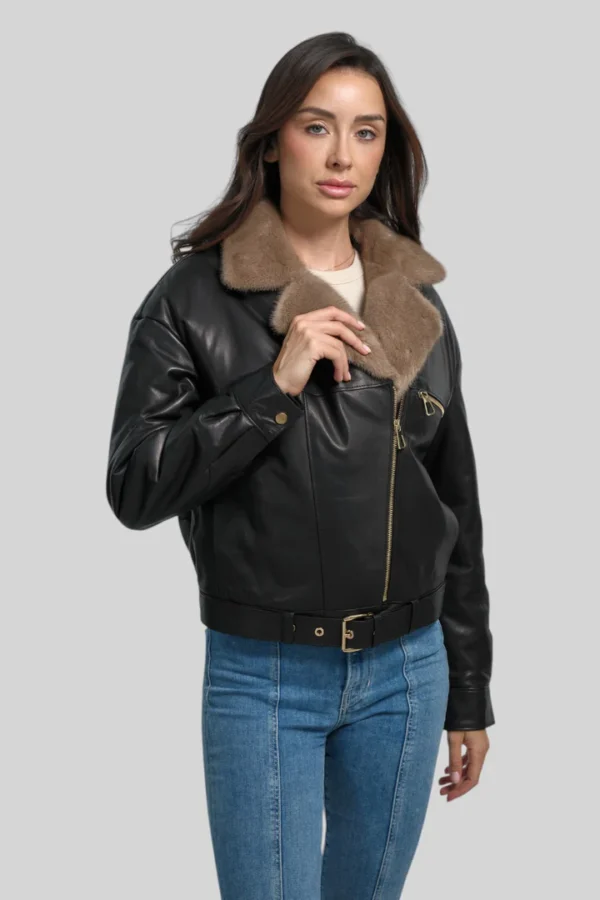 Sophie Classic Leather Bomber - Image 7