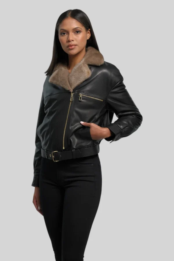 Sophie Classic Leather Bomber - Image 15