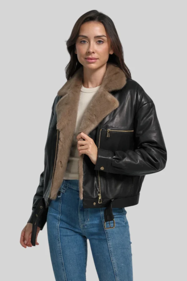 Sophie Classic Leather Bomber - Image 12