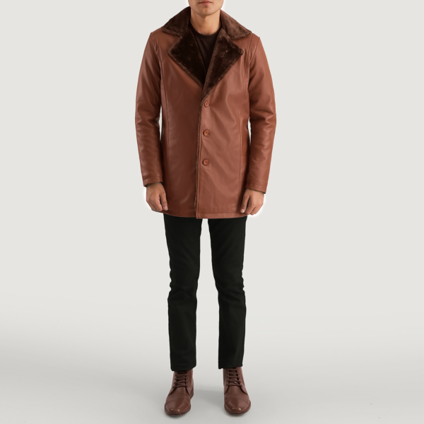 Cinnamon Brown Leather Fur Coat