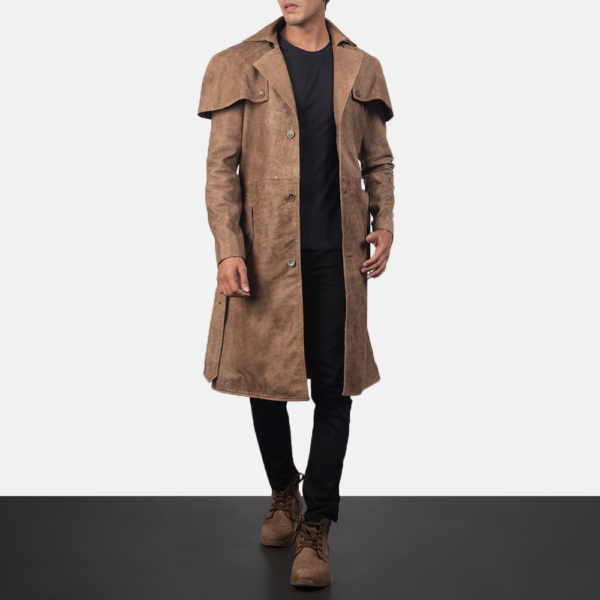 Deux Brown Leather Duster - Image 5