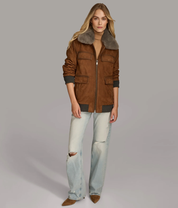 Chelsea Bomber With Faux Fur Collar - Image 3