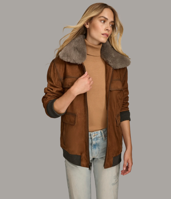 Chelsea Bomber With Faux Fur Collar - Image 5