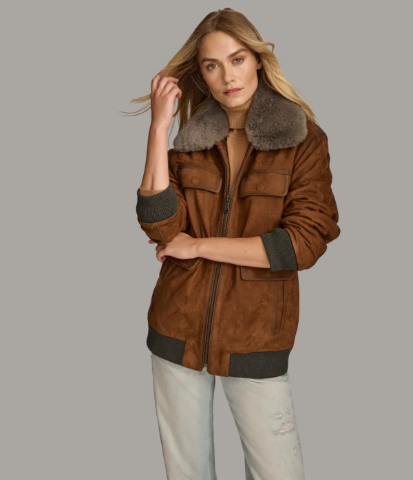 Chelsea Bomber With Faux Fur Collar