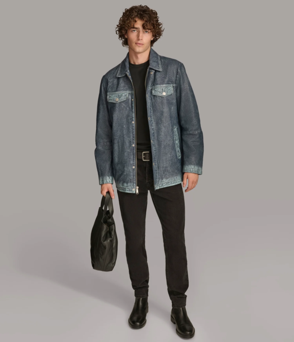 Nolan Denim Leather Shirt Jacket - Image 5