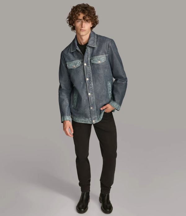 Nolan Denim Leather Shirt Jacket - Image 6