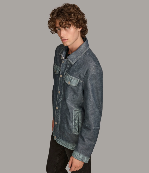 Nolan Denim Leather Shirt Jacket - Image 3