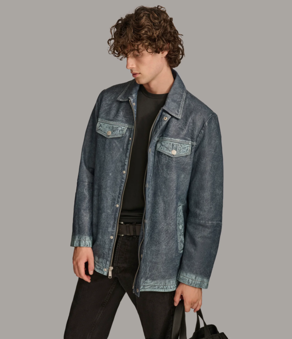 Nolan Denim Leather Shirt Jacket - Image 2