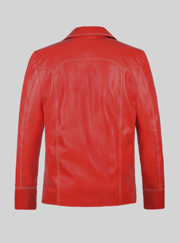 Fight Club Brad Pitt Real Leather Jacket F C Coat Red BIKER VINTAGE MOTORCYCLE - Image 4