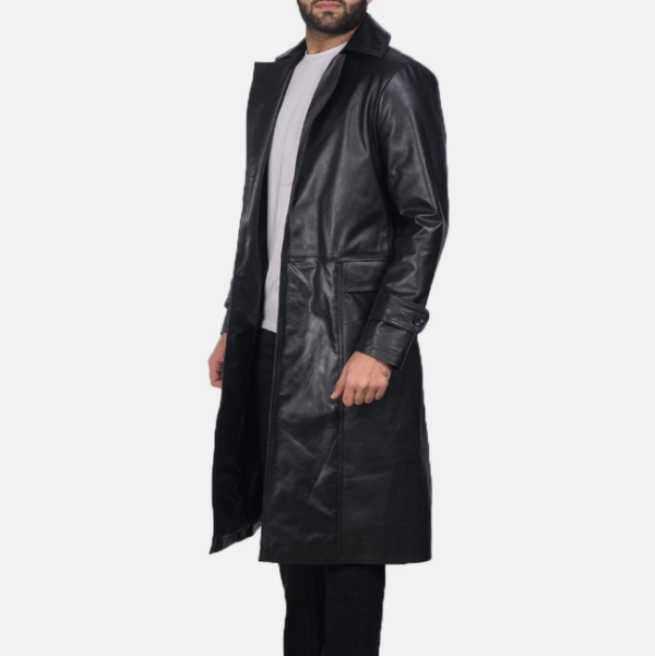 Clarent Black Leather Coat - Image 2