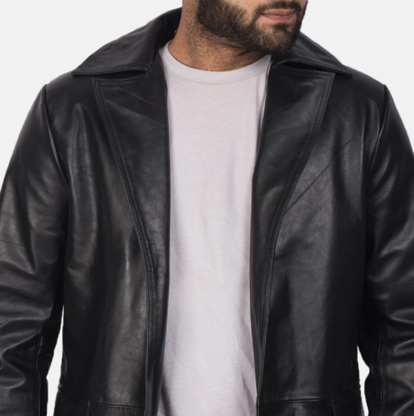 Clarent Black Leather Coat - Image 4