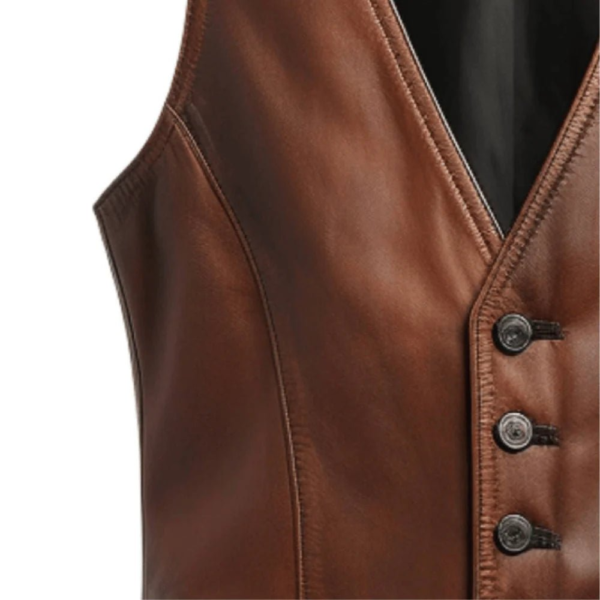 Share Vintage Mens Brown Leather Vest - Image 3