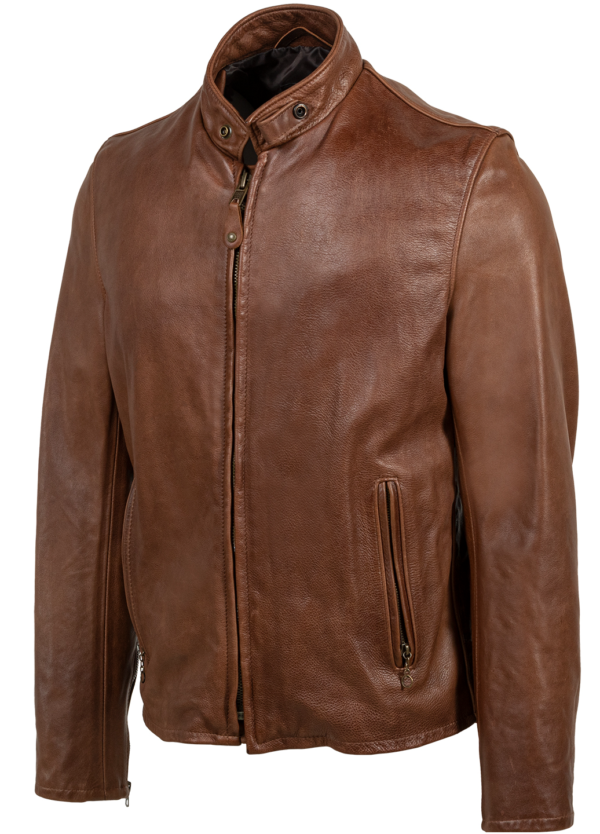 Vintaged Cowhide Café Racer Leather Jacket - Image 3