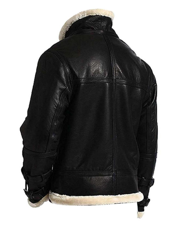 B3 Bomber Hooded Leather Jacket - Black - Image 2