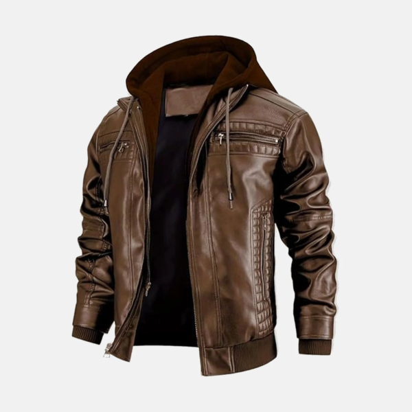 Metro Hooded Vintage Leather Jacket - Image 2