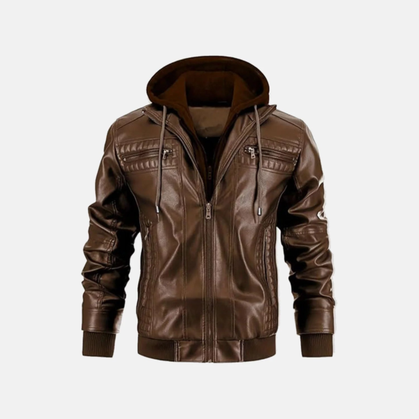 Metro Hooded Vintage Leather Jacket - Image 4