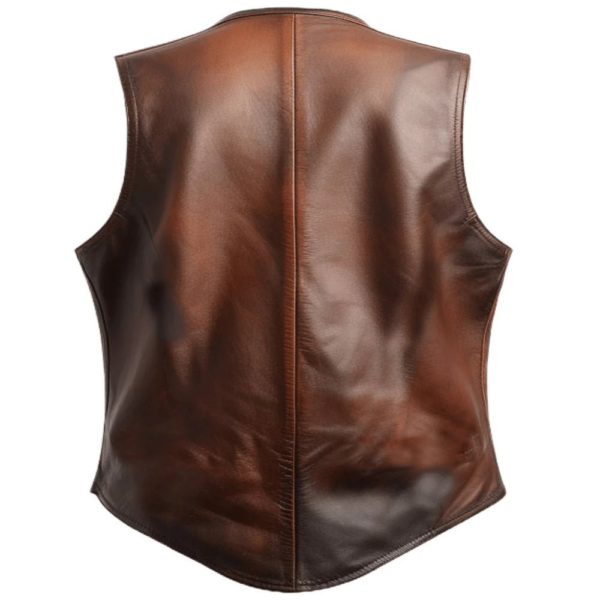 Share Vintage Mens Brown Leather Vest - Image 2